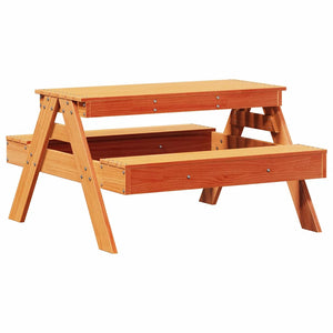 Kinder Picknicktisch Massivholz Wachsbraun