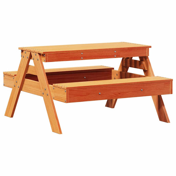 Kinder Picknicktisch Massivholz Wachsbraun