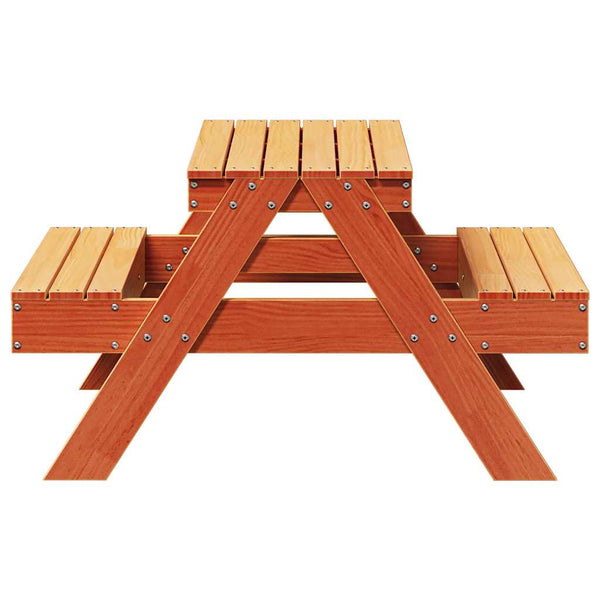 Kinder Picknicktisch Massivholz Wachsbraun