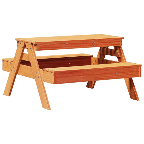 Kinder Picknicktisch Massivholz Wachsbraun