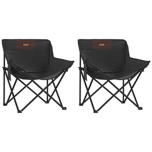 2er Set Klappbare Campingstühle mit Tasche Schwarz