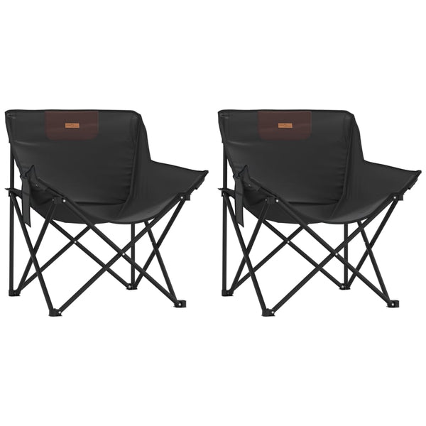 2er Set Klappbare Campingstühle mit Tasche Schwarz