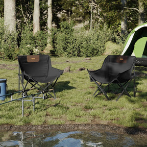 2er Set Klappbare Campingstühle mit Tasche Schwarz
