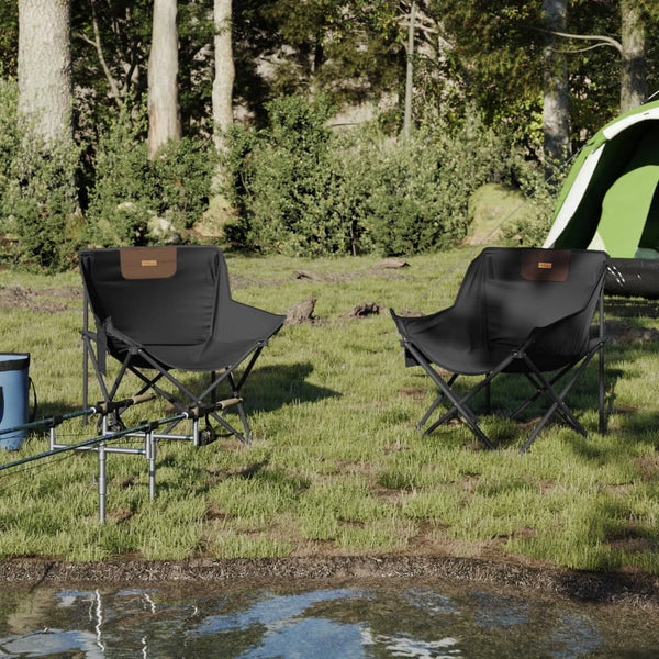 2er Set Klappbare Campingstühle mit Tasche Schwarz