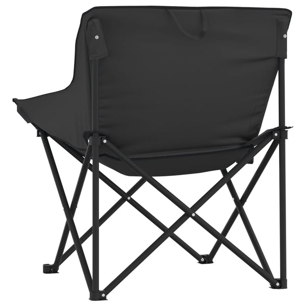 2er Set Klappbare Campingstühle mit Tasche Schwarz