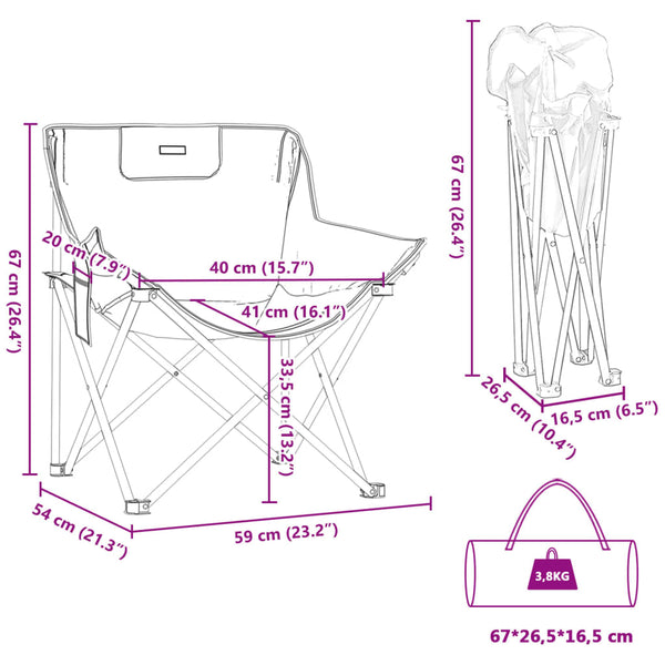 Klappbare Campingstühle 2er-Set Braun