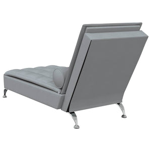 Massage Chaiselongue Hellgrau mit Nackenrolle