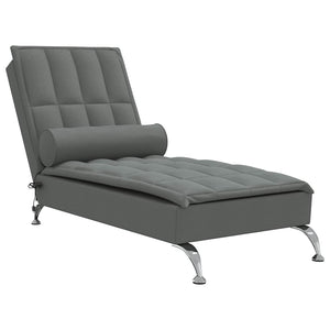 Massage Chaiselongue Dunkelgrau mit Nackenrolle