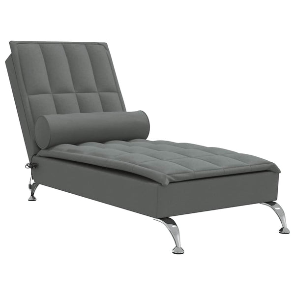 Massage Chaiselongue Dunkelgrau mit Nackenrolle