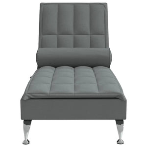 Massage Chaiselongue Dunkelgrau mit Nackenrolle