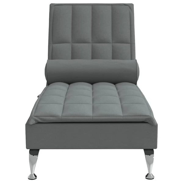 Massage Chaiselongue Dunkelgrau mit Nackenrolle
