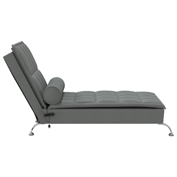 Massage Chaiselongue Dunkelgrau mit Nackenrolle