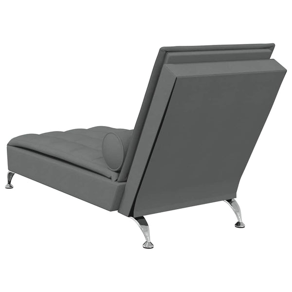 Massage Chaiselongue Dunkelgrau mit Nackenrolle