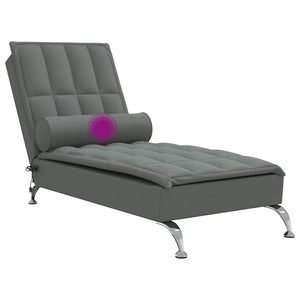 Massage Chaiselongue Dunkelgrau mit Nackenrolle