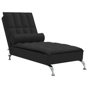 Massage Chaiselongue Schwarz mit Nackenrolle