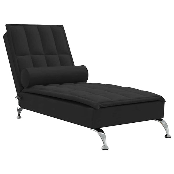 Massage Chaiselongue Schwarz mit Nackenrolle