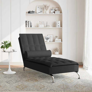 Massage Chaiselongue Schwarz mit Nackenrolle