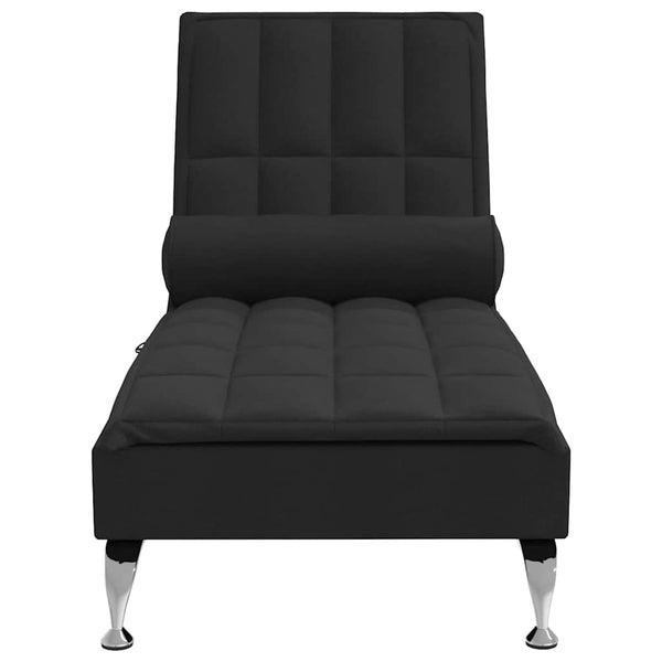 Massage Chaiselongue Schwarz mit Nackenrolle