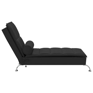 Massage Chaiselongue Schwarz mit Nackenrolle