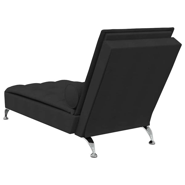 Massage Chaiselongue Schwarz mit Nackenrolle