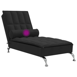 Massage Chaiselongue Schwarz mit Nackenrolle