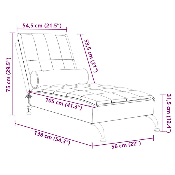 Massage Chaiselongue Schwarz mit Nackenrolle