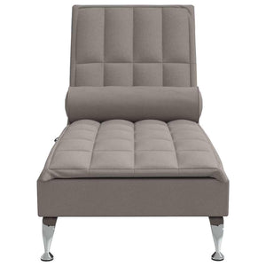 Massage Chaiselongue Taupe mit Nackenrolle
