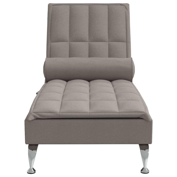 Massage Chaiselongue Taupe mit Nackenrolle