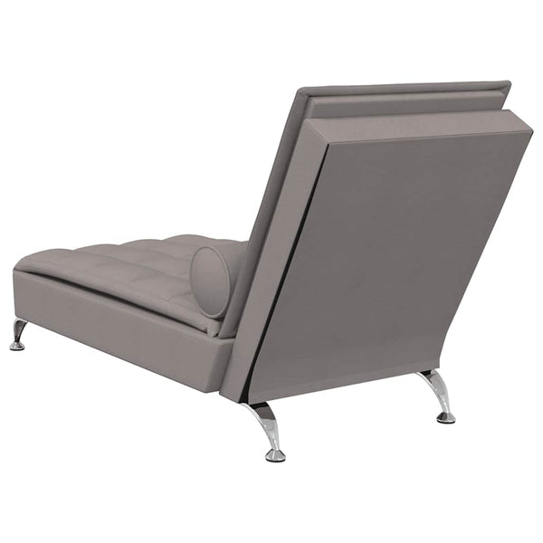 Massage Chaiselongue Taupe mit Nackenrolle