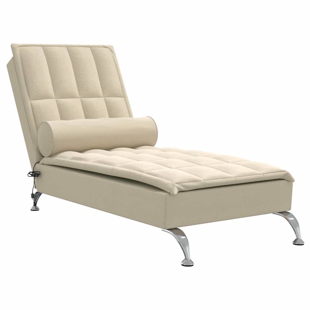 Massage Chaiselongue Creme mit Nackenrolle