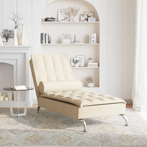 Massage Chaiselongue Creme mit Nackenrolle