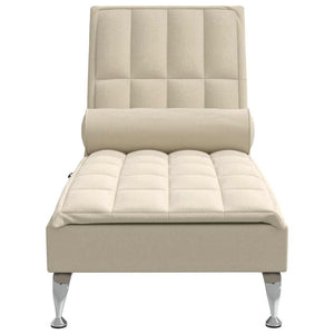 Massage Chaiselongue Creme mit Nackenrolle