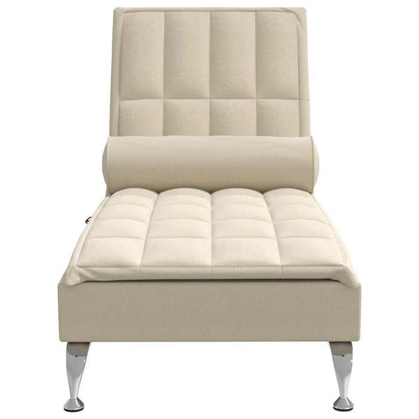 Massage Chaiselongue Creme mit Nackenrolle