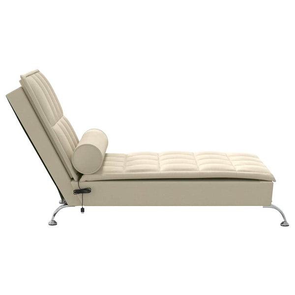 Massage Chaiselongue Creme mit Nackenrolle