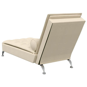 Massage Chaiselongue Creme mit Nackenrolle