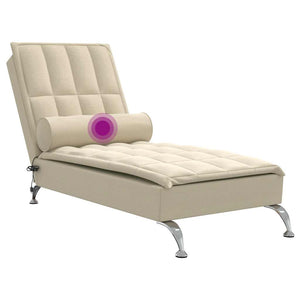 Massage Chaiselongue Creme mit Nackenrolle