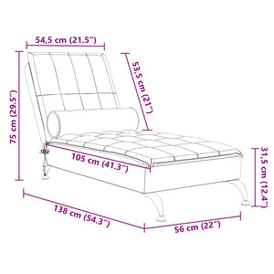 Massage Chaiselongue Creme mit Nackenrolle