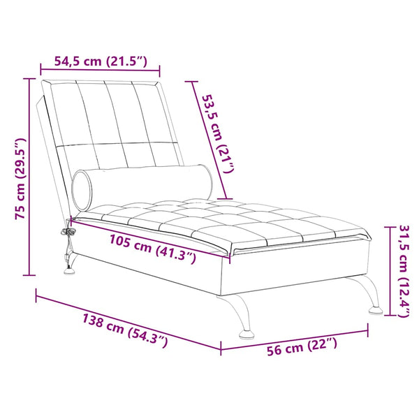 Massage Chaiselongue Creme mit Nackenrolle