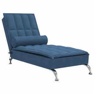 Massage Chaiselongue Blau mit Nackenrolle