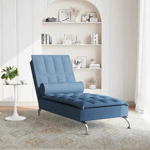 Massage Chaiselongue Blau mit Nackenrolle