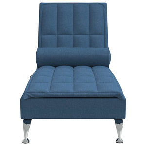 Massage Chaiselongue Blau mit Nackenrolle