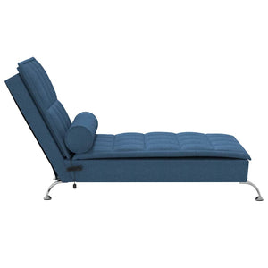 Massage Chaiselongue Blau mit Nackenrolle