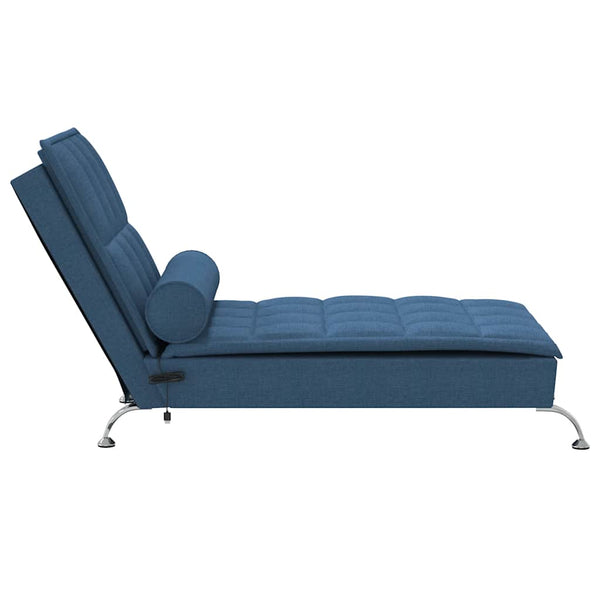 Massage Chaiselongue Blau mit Nackenrolle
