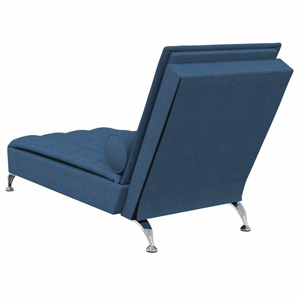 Massage Chaiselongue Blau mit Nackenrolle