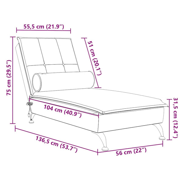 Massage Chaiselongue Creme Samt