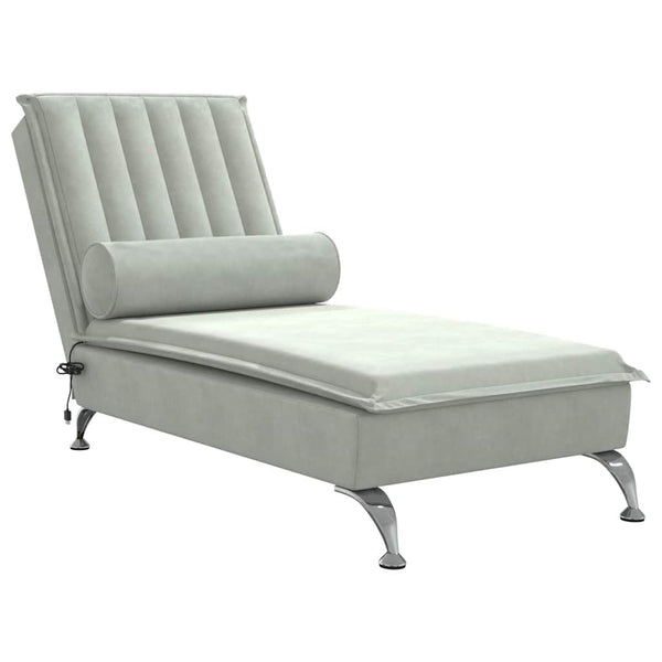 Massage Chaiselongue Hellgrau Samt