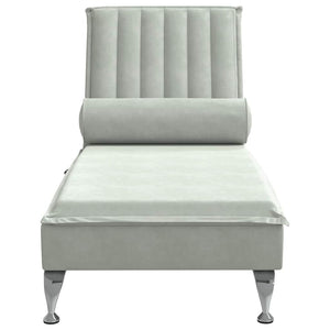 Massage Chaiselongue Hellgrau Samt