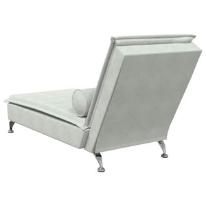 Massage Chaiselongue Hellgrau Samt