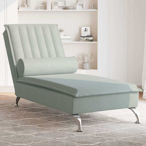 Massage Chaiselongue Hellgrau Samt