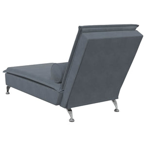 Massage Chaiselongue Dunkelgrau Samt